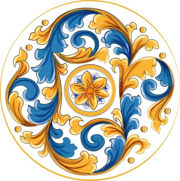 Ручна Прикрашена Класична Керамічна Плитка Caltagirone — стоковий вектор
