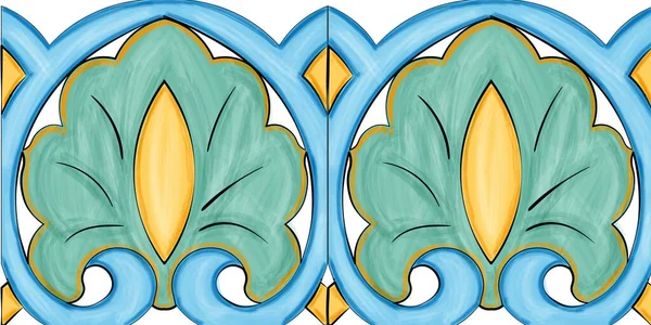 Cerâmica Artística Caltagirone Sicília Itália Azulejos Matrix Escadaria Scala Maria — Vetor de Stock