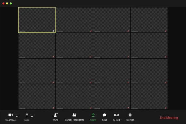 Szablon wideokonferencyjny interfejs użytkownika, wideokonferencje. — Wektor stockowy