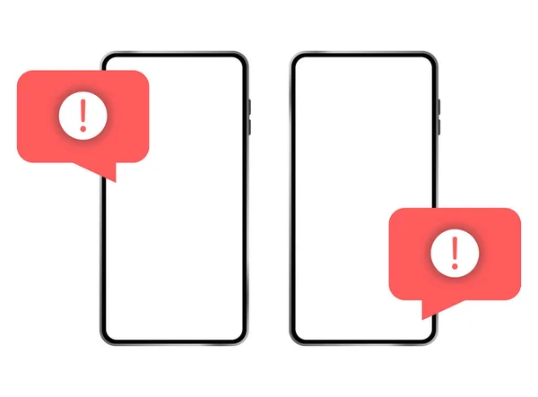 Exclamation Prudence Sur Téléphone Sans Cadre Avec Endroit Insérer Téléphone — Image vectorielle