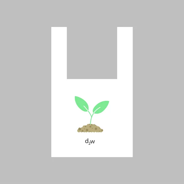 Bolsa Plástico Biodegradable Con Diseño Hoja Icono Del Vector — Vector de stock