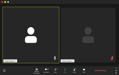 Video konferansı kullanıcı arayüzü, görüntülü konferans aramaları pencere örtüsü
