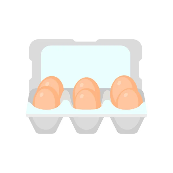 Eggs in carton box on a white background. — Stock Vector