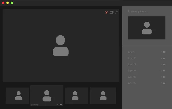 Användargränssnitt för videokonferens, videokonferensfönster — Stock vektor