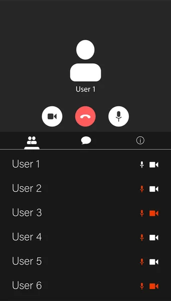 UI UX Videokonferens, video möter samtal fönster överlagring. Mobil version. — Stock vektor