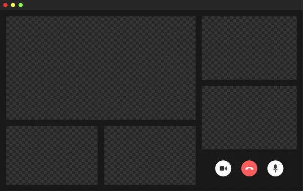 Video konferans kullanıcı arayüzü, video konferans görüşmeleri pencere örtüsü. Beş Kullanıcı. — Stok Vektör