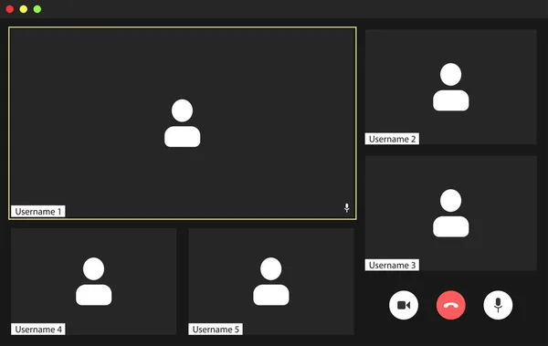 Video konferansı UI, arama penceresi örtüşüyor. Ana kullanıcı için büyük bir pencere, ve ikinci kullanıcı için de.