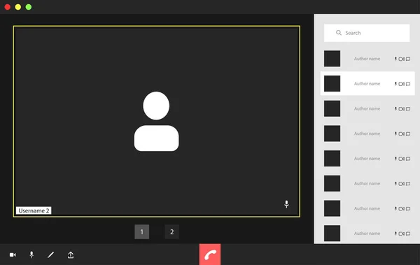 Interfejs użytkownika wideokonferencji z listą użytkowników, nakładka okien wideokonferencji. — Wektor stockowy