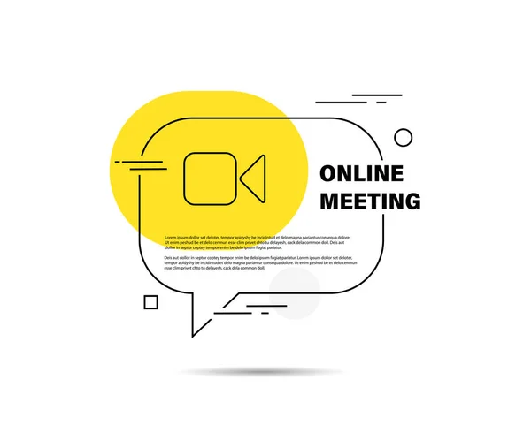 Εικονίδιο γραμμής βιντεοκλήσης. Online meet διάνυσμα έννοια. Σαν σύμβολο. Αφηρημένο σήμα μπαλονιού. Διάνυσμα. — Διανυσματικό Αρχείο