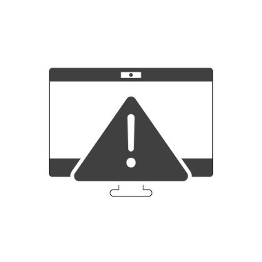 Bilgisayarda ünlem tehlikesi işareti var. Dikkat çekme simgesi. Tehlike uyarısı işareti.