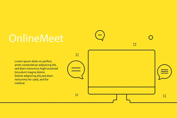 Webinar online, reunião. Banner em fundo amarelo para anúncios de webinars, reuniões web, educação on-line. — Vetor de Stock