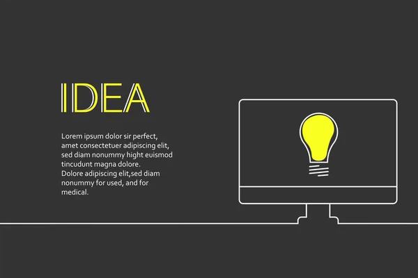 Criativa lâmpada ideia banner negócio start up ideias conceito design, com computador portátil PC — Vetor de Stock