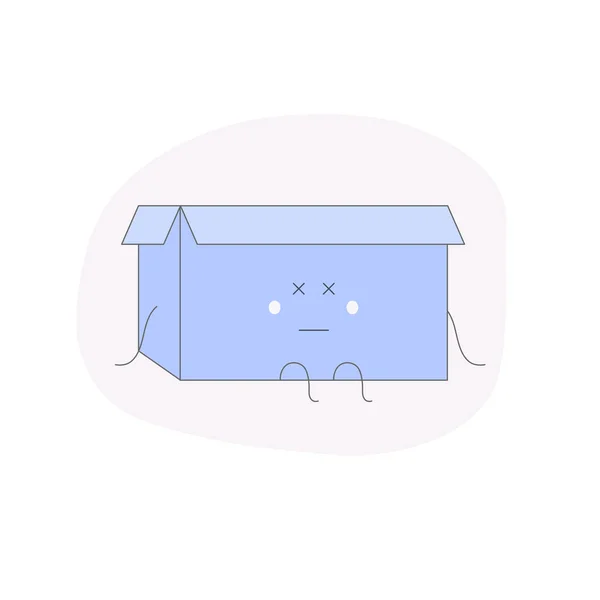 Begreppet disconetchion. Sorglig box karaktär sitter med en besviken blick i ansiktet. Sidan eller filen hittades inte, anslutningsfel. — Stock vektor