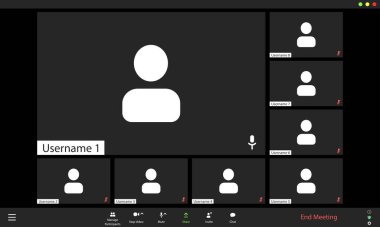 Video konferansı kullanıcı arayüzü, görüntülü konferans aramaları pencere örtüsü