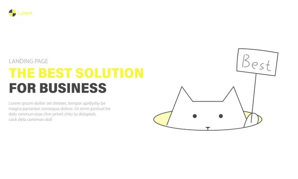 Melhor landing page soluções de negócios, gato está segurando um sinal com a palavra melhor, banner web — Vetor de Stock
