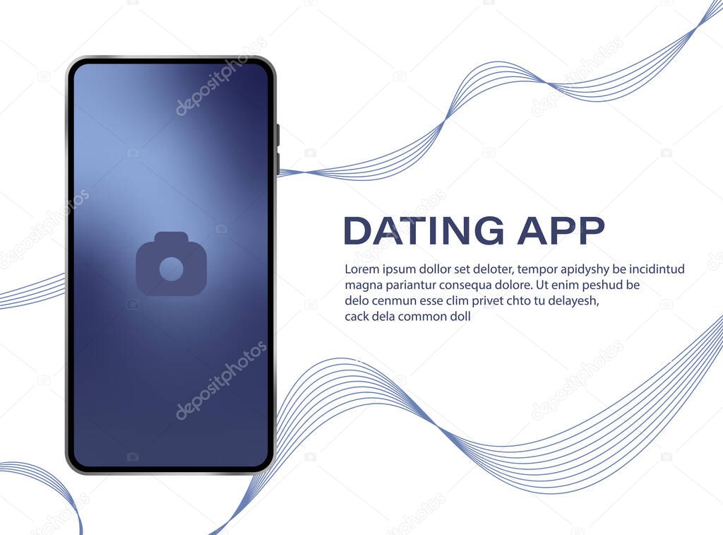 Mobile Dating App UI and UX Alternative Trendy Concept Vector Banner in Blue Color Theme on Frameless Smart Phone Screen Isolated on White Background