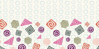 Geometrik çerçeve kenarı spiral kare kare üçgen dikişsiz deseni şekillendirir. Modern stil dokusu.