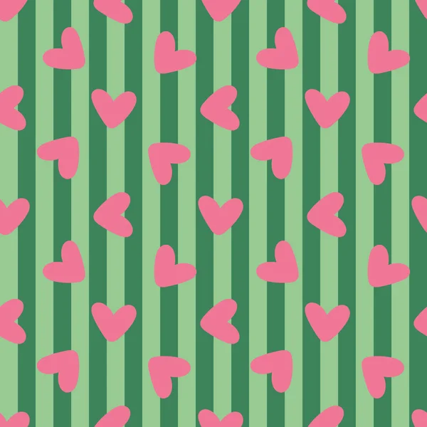 Valentine Love Heart Vertikale Streifen Nahtloses Muster — Stockvektor
