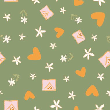 Sevgililer Günü Aşk Mektubu Zarfsız Çiçek Şablonu