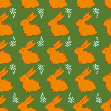 Paskalya Tavşanı Çiçeksiz Desen