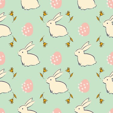 Paskalya Yumurtası Tavşanı Çiçeksiz Desen