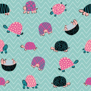 Kaplumbağa Zigzag Döndürme Çemberi Kusursuz Desen