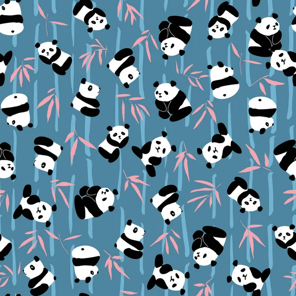 Padrão sem costura de bambu Panda Vetores De Stock Royalty-Free