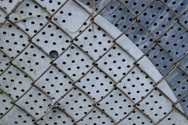 Серая Коричневая Металлическая Текстура Старой Железной Решетки Стене — стоковое фото
