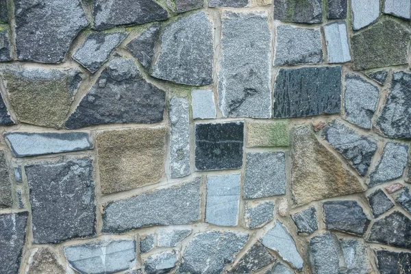 Textura Gris Negro Piedras Adoquines Una Pared Hormigón Calle — Foto de Stock