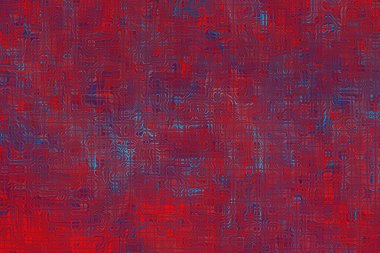 Bir kare üzerinde mavi kırmızı doku ve soyut bozulmanın çizimi