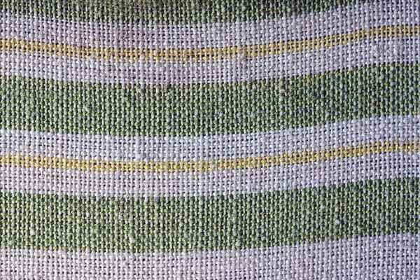 Barevná Textilní Textura Kusu Šedé Látky Zelenými Žlutými Pruhy — Stock fotografie