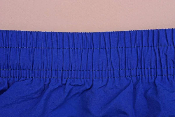 Parte Pantaloni Della Tuta Blu Realizzati Tessuto Spiegazzato Con Elastici — Foto Stock