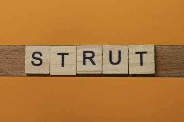 Kahverengi arkaplanda tahta kare harflerden oluşan gri kelime payandası