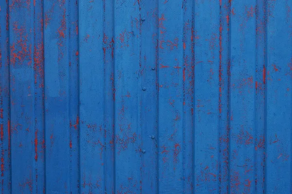 Голубой Красный Цвет Металлической Текстуры Старой Железной Стены Забор — стоковое фото