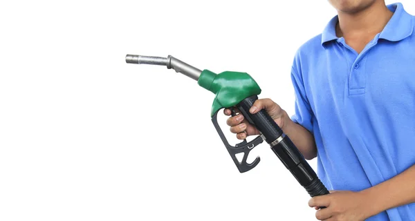 Bomba de gás para reabastecimento de carro no posto de gasolina — Fotografia de Stock