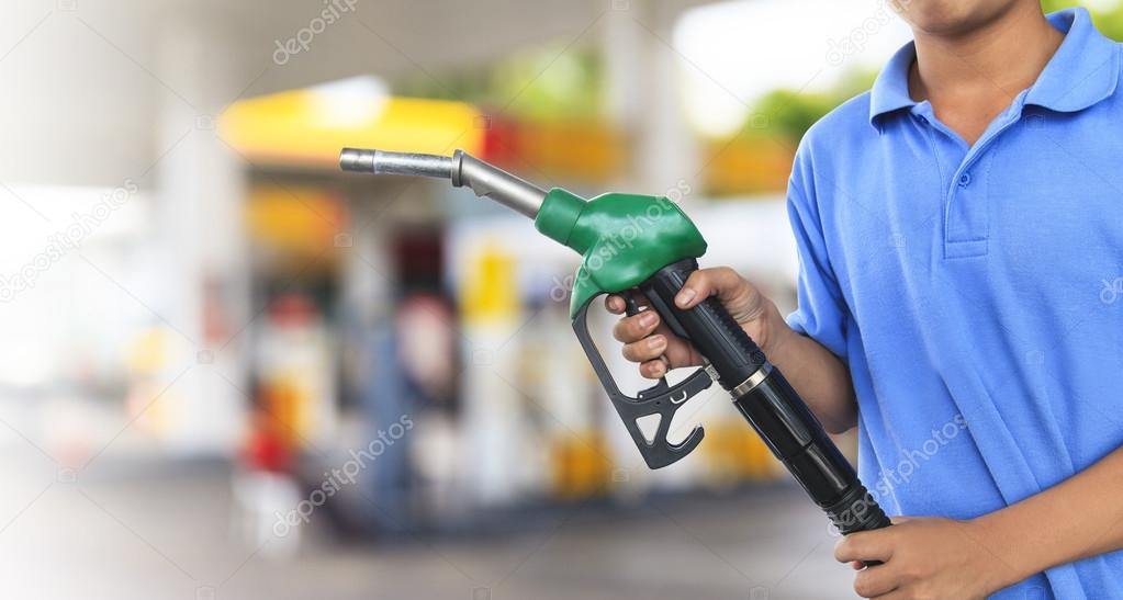 Gas pump for refueling car on gas station