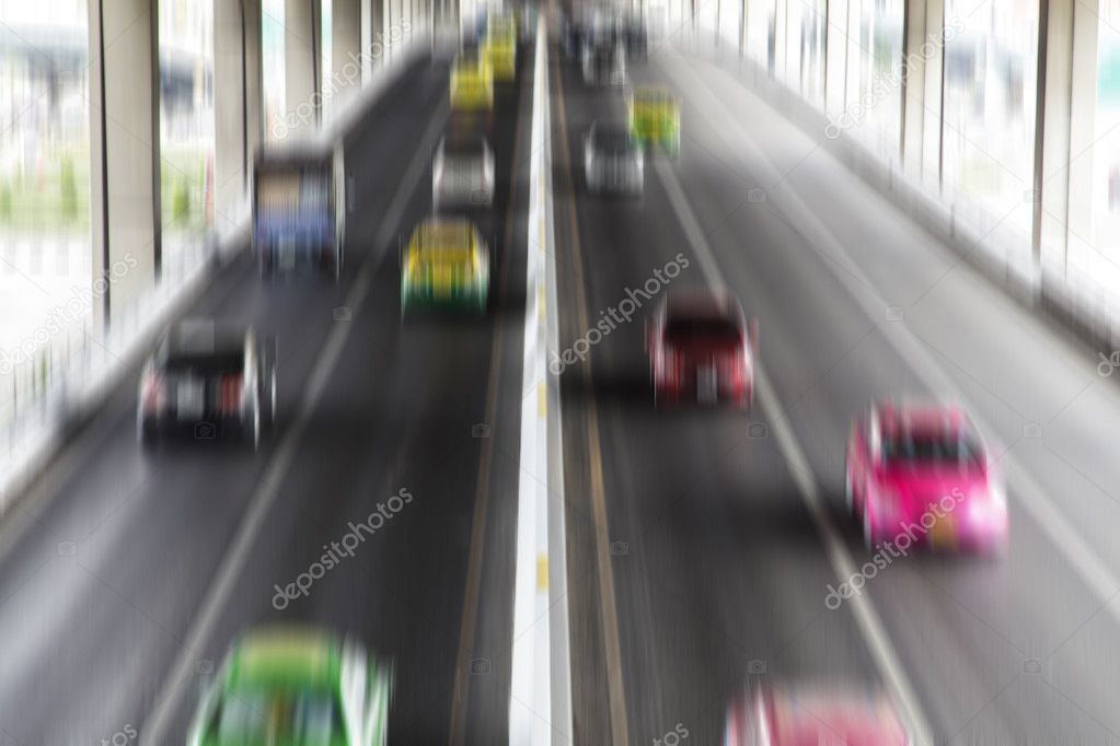 Motion blur of cars on the road