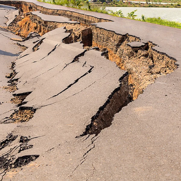 Cracked asphalt road — Stock Photo, Image