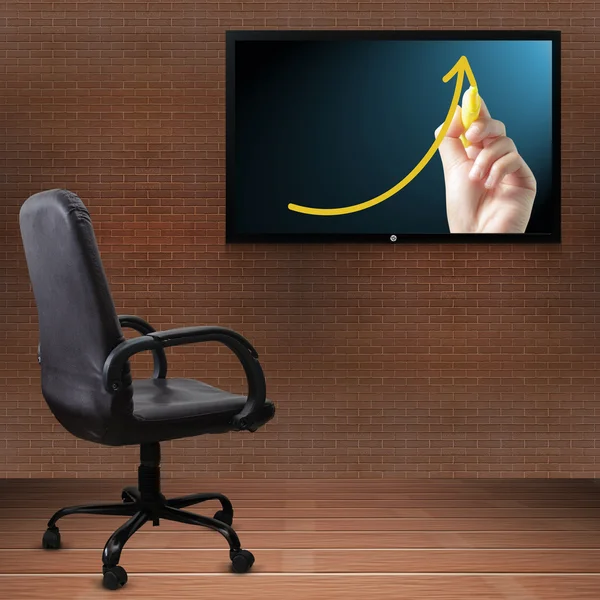 Office chair and TV screen — Stock Photo, Image