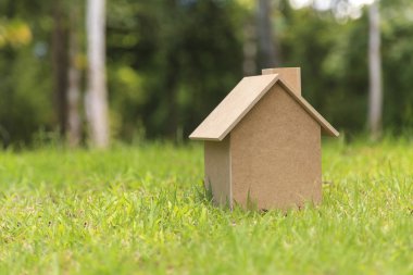 Yeşil çimenlerin üzerinde ahşap ev