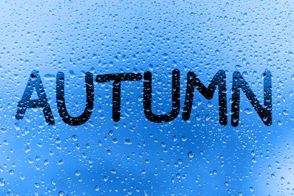 The inscription on glass, autumn concept — Stock Photo, Image