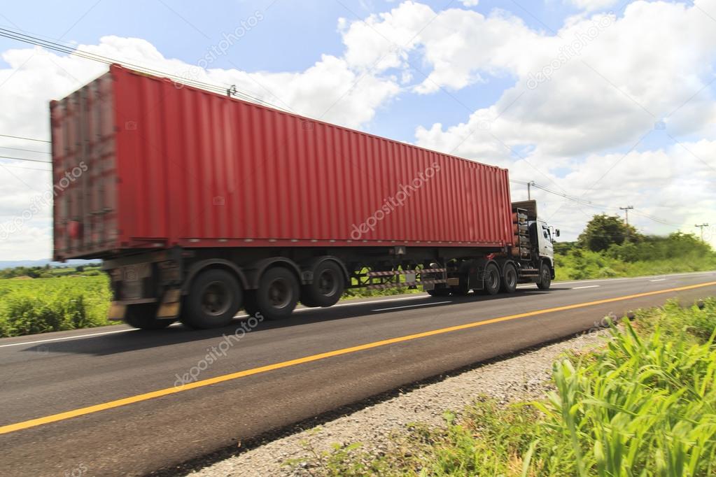 Truck on Highway with blue sky