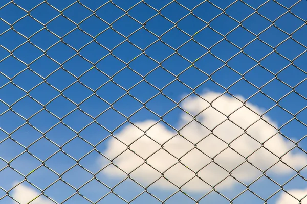 Wired fence on blue sky background — Stock Photo, Image