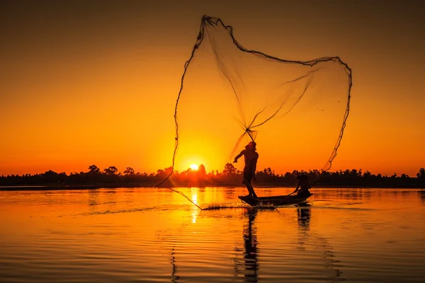 Silhouette halász — Stock Fotó