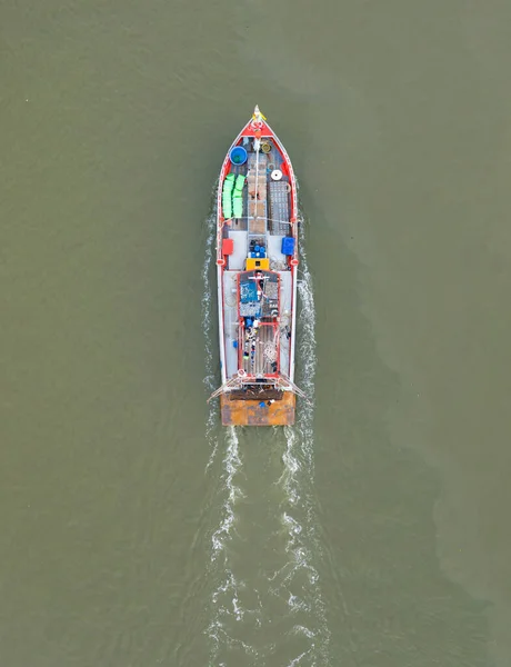 Fischerboot Aus Der Luft Kamerafahrt Von Oben Auf Das Idyllische — Stockfoto
