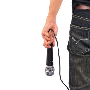 Erkek el holding mikrofon