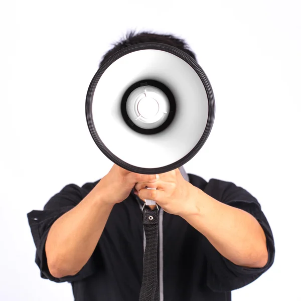 Male holding megaphone — Stock Photo, Image