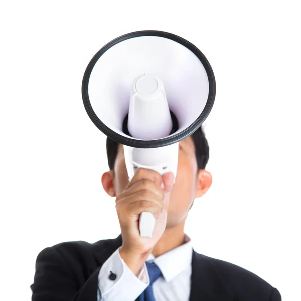 Male holding megaphone — Stock Photo, Image