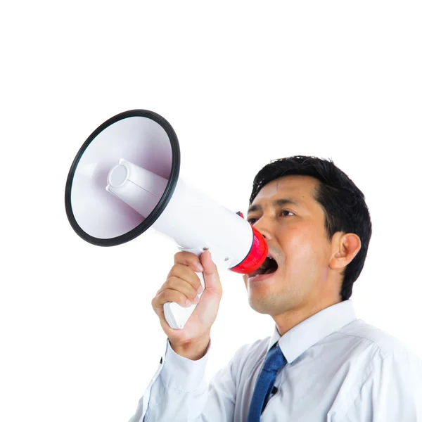 Male holding megaphone — Stock Photo, Image