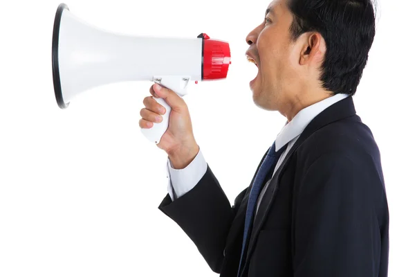 Male holding megaphone Royalty Free Stock Images